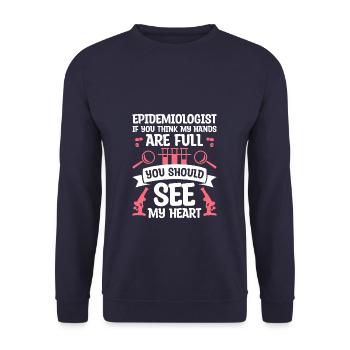 Épidémiologiste Si tu penses que mes mains sont pleines - Sweat-shirt Unisexe - marine - Devant - Alina (178cm) & Michal (187cm)