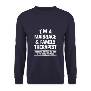 Je suis un thérapeute conjugal et familial qui pense à l’extérieur - Sweat-shirt Unisexe - marine - Devant - Alina (178cm) & Michal (187cm)