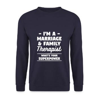 Je suis un thérapeute conjugal et familial Quel est votre - Sweat-shirt Unisexe - marine - Devant - Alina (178cm) & Michal (187cm)