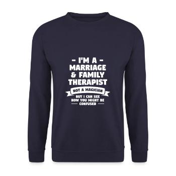 Je suis un thérapeute conjugal et familial pas un magicien - Sweat-shirt Unisexe - marine - Devant - Alina (178cm) & Michal (187cm)