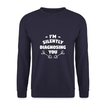Ich diagnostiziere dich im Stillen Ehe und Familie - Unisex Pullover - Navy - Vorne - Alina (178cm) & Michal (187cm)
