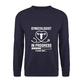 Gynecologist In Progress Please Wait Gynecology - Unisex Sweatshirt - navy - Front - Alina (178cm) & Michal (187cm)