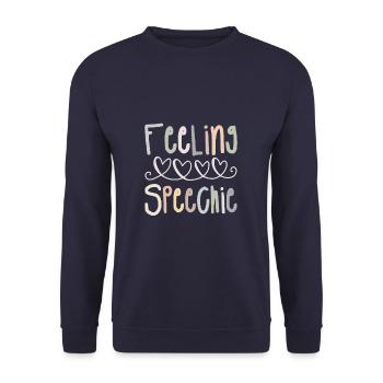 Feeling Speechie Sprachpathologe SLPA - Unisex Pullover - Navy - Vorne - Alina (178cm) & Michal (187cm)