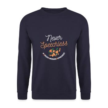 Nie sprachlos Sprachpathologe SLP - Unisex Pullover - Navy - Vorne - Alina (178cm) & Michal (187cm)