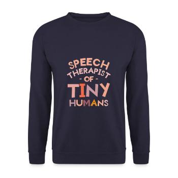 Logopäde der Sprache winziger Menschen - Unisex Pullover - Navy - Vorne - Alina (178cm) & Michal (187cm)