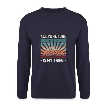 L’acupuncture est mon truc Acupuncteur - Sweat-shirt Unisexe - marine - Devant - Alina (178cm) & Michal (187cm)