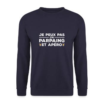 Je Peux Pas J'ai Parpaing Et Apéro Maçon - Sweat-shirt Unisexe - marine - Devant - Alina (178cm) & Michal (187cm)