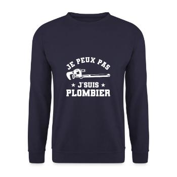 Je Peux Pas J'Suis Plombier Plomberie - Sweat-shirt Unisexe - marine - Devant - Alina (178cm) & Michal (187cm)