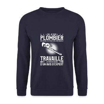 Oui Je Suis Plombier Bien Sûr Que Je Me Parle - Sweat-shirt Unisexe - marine - Devant - Alina (178cm) & Michal (187cm)