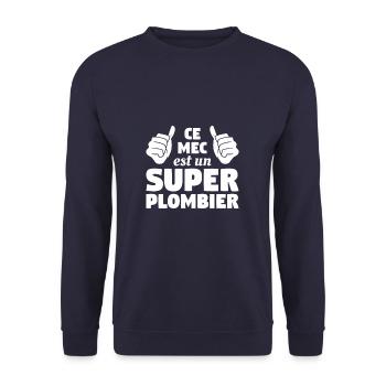 Ce Mec Est Un Super Plombier Plomberie - Sweat-shirt Unisexe - marine - Devant - Alina (178cm) & Michal (187cm)