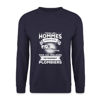 Mais Les Meilleurs Deviennent Plombiers Plomberie - Sweat-shirt Unisexe - marine - Devant - Alina (178cm) & Michal (187cm)