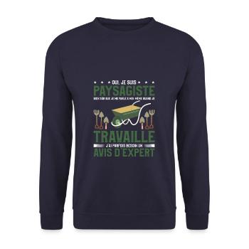 Oui Je Suis Paysagiste Bien Sûr Que Je Me Parle À - Sweat-shirt Unisexe - marine - Devant - Alina (178cm) & Michal (187cm)