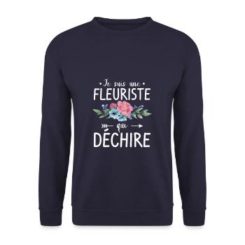 Je Suis Une Fleuriste Qui Déchire Floral - Sweat-shirt Unisexe - marine - Devant - Alina (178cm) & Michal (187cm)