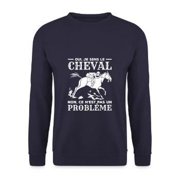 Oui Je Sens Le Cheval Non Ce N'est Pas Un Probleme - Sweat-shirt Unisexe - marine - Devant - Alina (178cm) & Michal (187cm)