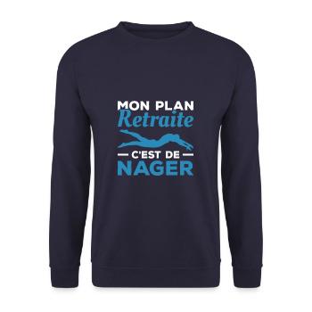 Mon Plan Retraite C'est De Nager Plongeur Plongée - Sweat-shirt Unisexe - marine - Devant - Alina (178cm) & Michal (187cm)