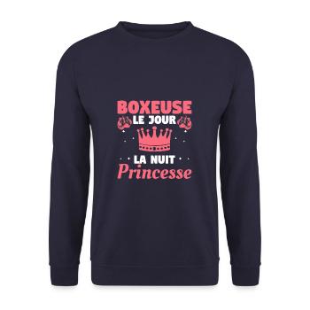 Boxeuse Le Jour La Nuit Princesse Boxe - Sweat-shirt Unisexe - marine - Devant - Alina (178cm) & Michal (187cm)