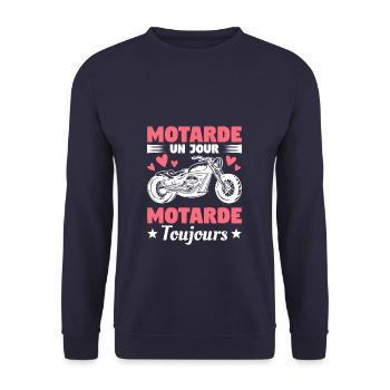 Motarde Un Jour Motarde Toujours Moto - Sweat-shirt Unisexe - marine - Devant - Alina (178cm) & Michal (187cm)