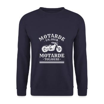 Motarde Un Jour Motarde Toujours Moto - Sweat-shirt Unisexe - marine - Devant - Alina (178cm) & Michal (187cm)