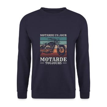 Motarde Un Jour Motarde Toujours Moto - Sweat-shirt Unisexe - marine - Devant - Alina (178cm) & Michal (187cm)