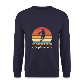 Retro Le Basketteur Le Plus Cool Basket-Ball - Sweat-shirt Unisexe - marine - Devant - Alina (178cm) & Michal (187cm)