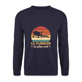 Retro Le Plongeur Le Plus Cool Plongée - Sweat-shirt Unisexe - marine - Devant - Alina (178cm) & Michal (187cm)