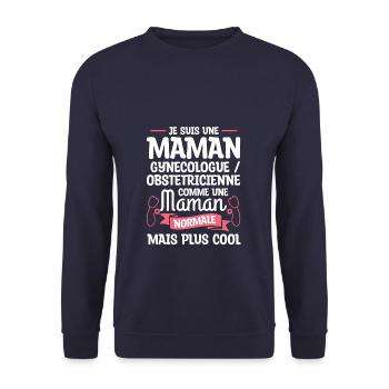 Je Suis Une Maman Gynecologue Obstetricienne Comme - Sweat-shirt Unisexe - marine - Devant - Alina (178cm) & Michal (187cm)
