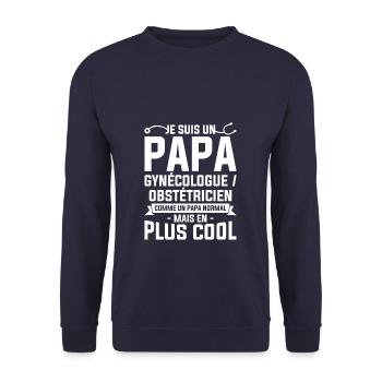 Je Suis Une Papa Gynecologue Obstetricienne Comme - Sweat-shirt Unisexe - marine - Devant - Alina (178cm) & Michal (187cm)