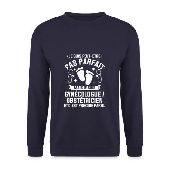 Je Suis Peut-Etre Pas Parfait Mais Je Suis - Sweat-shirt Unisexe - marine - Devant - Alina (178cm) & Michal (187cm)