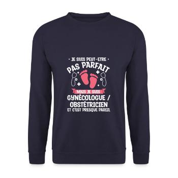 Je Suis Peut-Etre Pas Parfait Mais Je Suis - Sweat-shirt Unisexe - marine - Devant - Alina (178cm) & Michal (187cm)