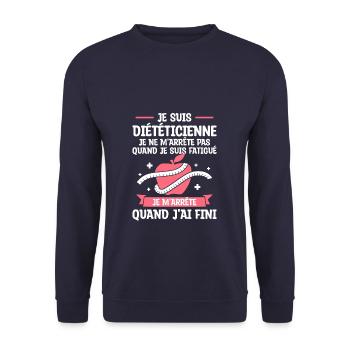 Diététicienne Je Ne M'arrêté Pas Quand Je Suis - Sweat-shirt Unisexe - marine - Devant - Alina (178cm) & Michal (187cm)