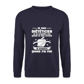 Je Suis Diététicien Je Ne M'arrêté Pas Quand Je - Sweat-shirt Unisexe - marine - Devant - Alina (178cm) & Michal (187cm)