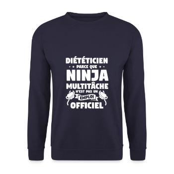 Diététicien Parce Que Ninja Multitâche N'est Pas - Sweat-shirt Unisexe - marine - Devant - Alina (178cm) & Michal (187cm)