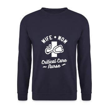 Wife Mom Critical Care Nurse Emergency Room Nurses - Unisex Sweatshirt - navy - Front - Alina (178cm) & Michal (187cm)