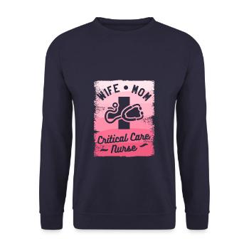 Wife Mom Critical Care Nurse Emergency Room Nurses - Unisex Sweatshirt - navy - Front - Alina (178cm) & Michal (187cm)