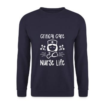 Critical Care Nurse Life CCRN ICU Nurses - Unisex Sweatshirt - navy - Front - Alina (178cm) & Michal (187cm)