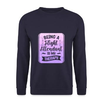 Flugbegleiterin zu sein ist meine Therapie Luftfahrt - Unisex Pullover - Navy - Vorne - Alina (178cm) & Michal (187cm)