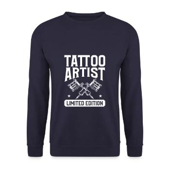 Tattoo Artist Limited Edition Tattooing Tattoos - Unisex Sweatshirt - navy - Front - Alina (178cm) & Michal (187cm)