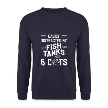 Facilement distrait par les aquariums et les chats Fishkeeper - Sweat-shirt Unisexe - marine - Devant - Alina (178cm) & Michal (187cm)