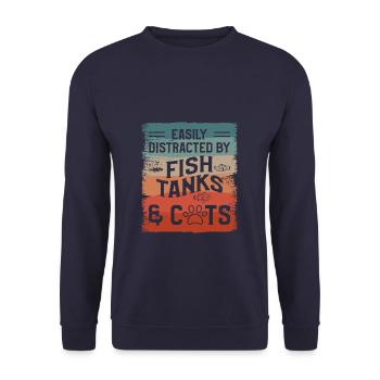 Facilement distrait par les aquariums et les chats Fishkeeper - Sweat-shirt Unisexe - marine - Devant - Alina (178cm) & Michal (187cm)
