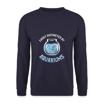 Facilement distrait par les aquariums piscicoles - Sweat-shirt Unisexe - marine - Devant - Alina (178cm) & Michal (187cm)