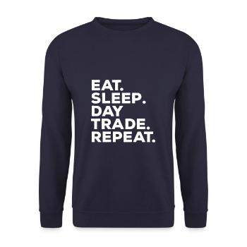 Manger Dormir Jour Trader Trader Boursier Répétitif - Sweat-shirt Unisexe - marine - Devant - Alina (178cm) & Michal (187cm)