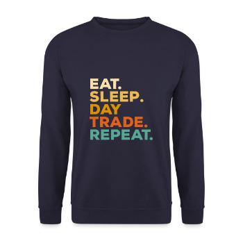 Manger Dormir Jour Trader Trader Boursier Répétitif - Sweat-shirt Unisexe - marine - Devant - Alina (178cm) & Michal (187cm)