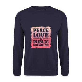 Frieden, Liebe & öffentliches Sprechen Redner - Unisex Pullover - Navy - Vorne - Alina (178cm) & Michal (187cm)