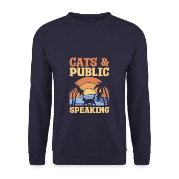 Katzen & Öffentliches Reden Redner - Unisex Pullover - Navy - Vorne - Alina (178cm) & Michal (187cm)