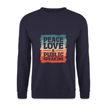 Frieden, Liebe und öffentliche Rede, Redner - Unisex Pullover - Navy - Vorne - Alina (178cm) & Michal (187cm)