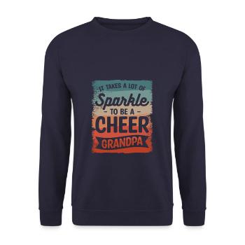 Es braucht viel Glanz, um ein fröhlicher Opa zu sein - Unisex Pullover - Navy - Vorne - Alina (178cm) & Michal (187cm)