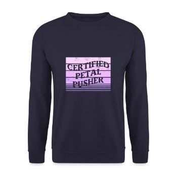 Certified Petal Pusher Flower Arrangement Florist - Unisex Sweatshirt - navy - Front - Alina (178cm) & Michal (187cm)