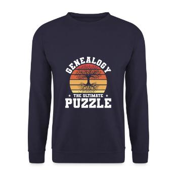 Généalogie Le puzzle ultime Généalogiste - Sweat-shirt Unisexe - marine - Devant - Alina (178cm) & Michal (187cm)