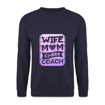 Wife Mom Cheer Coach Coaching Coaches - Unisex Sweatshirt - navy - Front - Alina (178cm) & Michal (187cm)