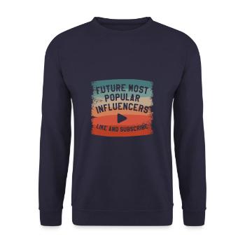 Zukünftige beliebteste Influencer mögen und abonnieren - Unisex Pullover - Navy - Vorne - Alina (178cm) & Michal (187cm)